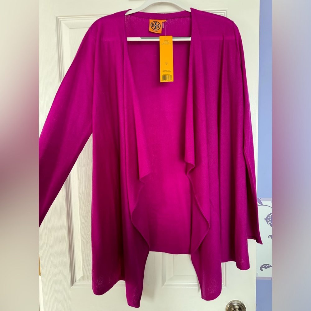 Tory Burch Cashmere Vreni Cardigan XL NWT Fuschia
